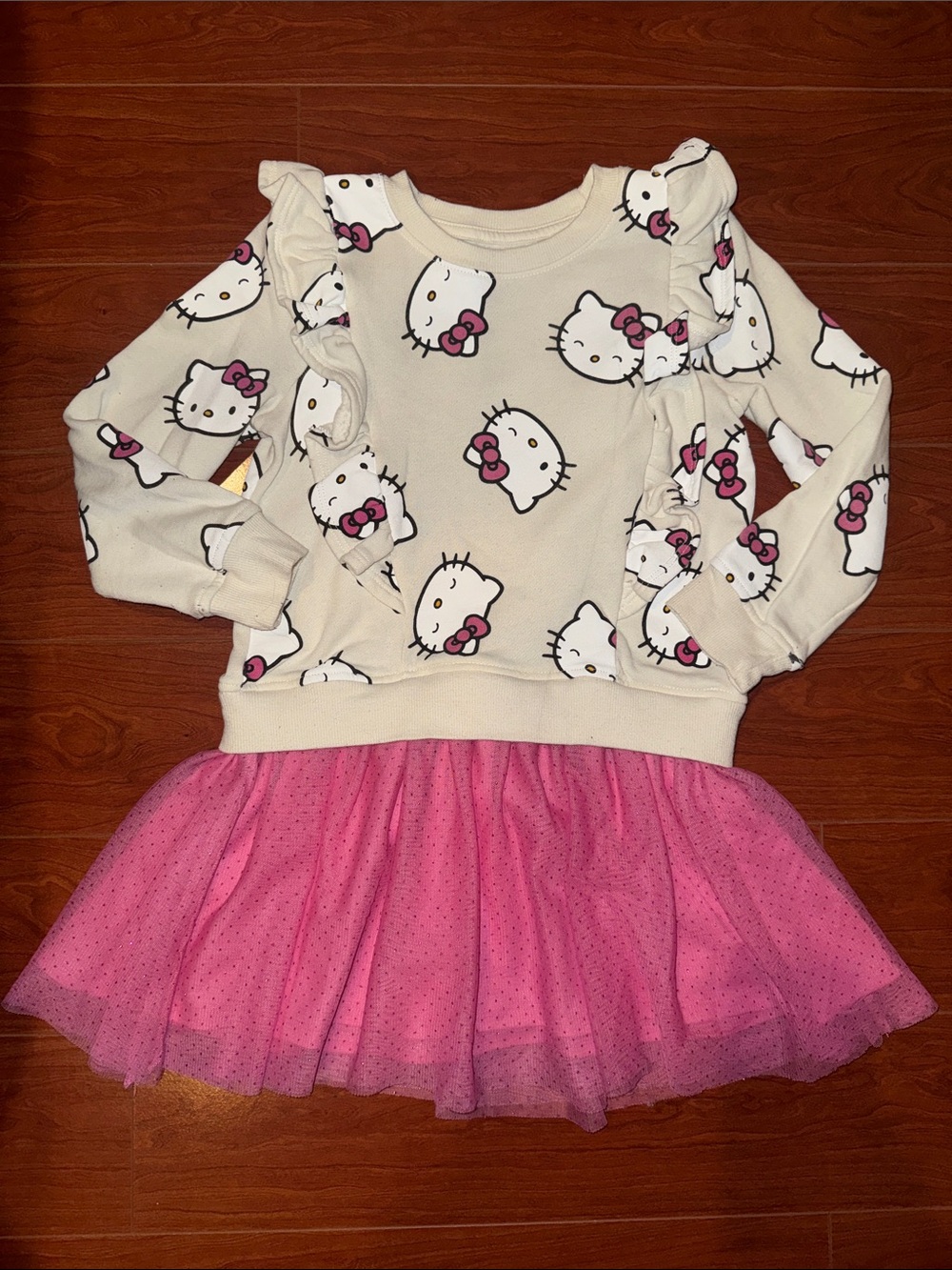 Hello Kitty Cream and Pink Ruffle Dress